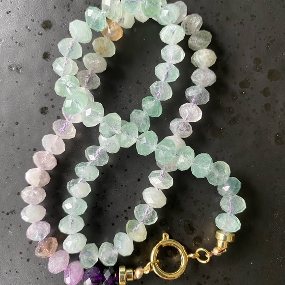 Faceted Rainbow Fluorite Necklace - Picture 6 of 11